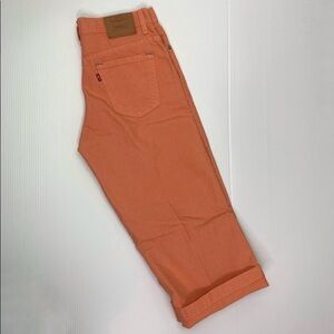 Vintage Levis 577 Jeans Size 8 Relaxed Crop Coral 100% Cotton Contrast Stitching